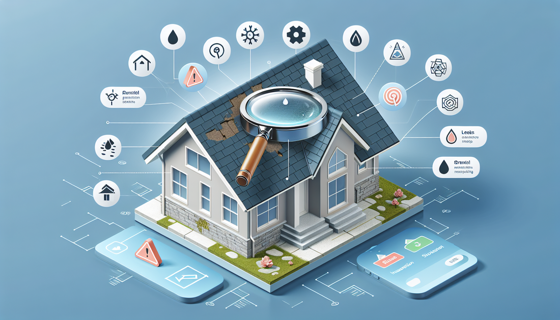 Visual presentation showcasing the top reasons to prioritize regular roof inspections for a home. Include an illustrated home with a visible roof. On the roof, show a magnifying glass symbolizing insp